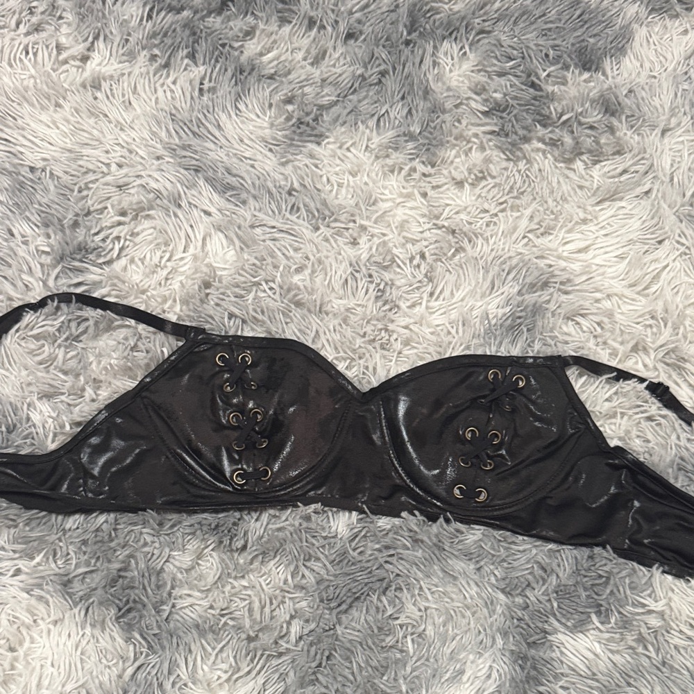 Frederick's of Hollywood Black Lace-Up Bra
